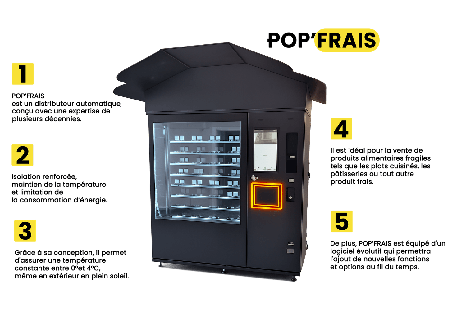 Distributeur automatique POPFRAIS conserve plats à 0‑4 °C en extérieur