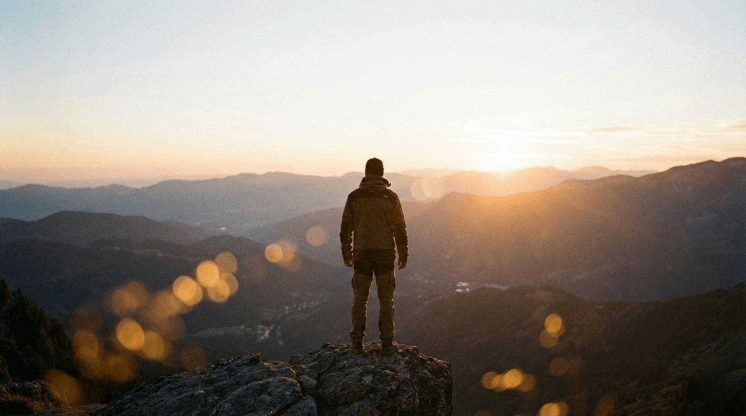 Personne en posture de confiance, regard vers l'horizon