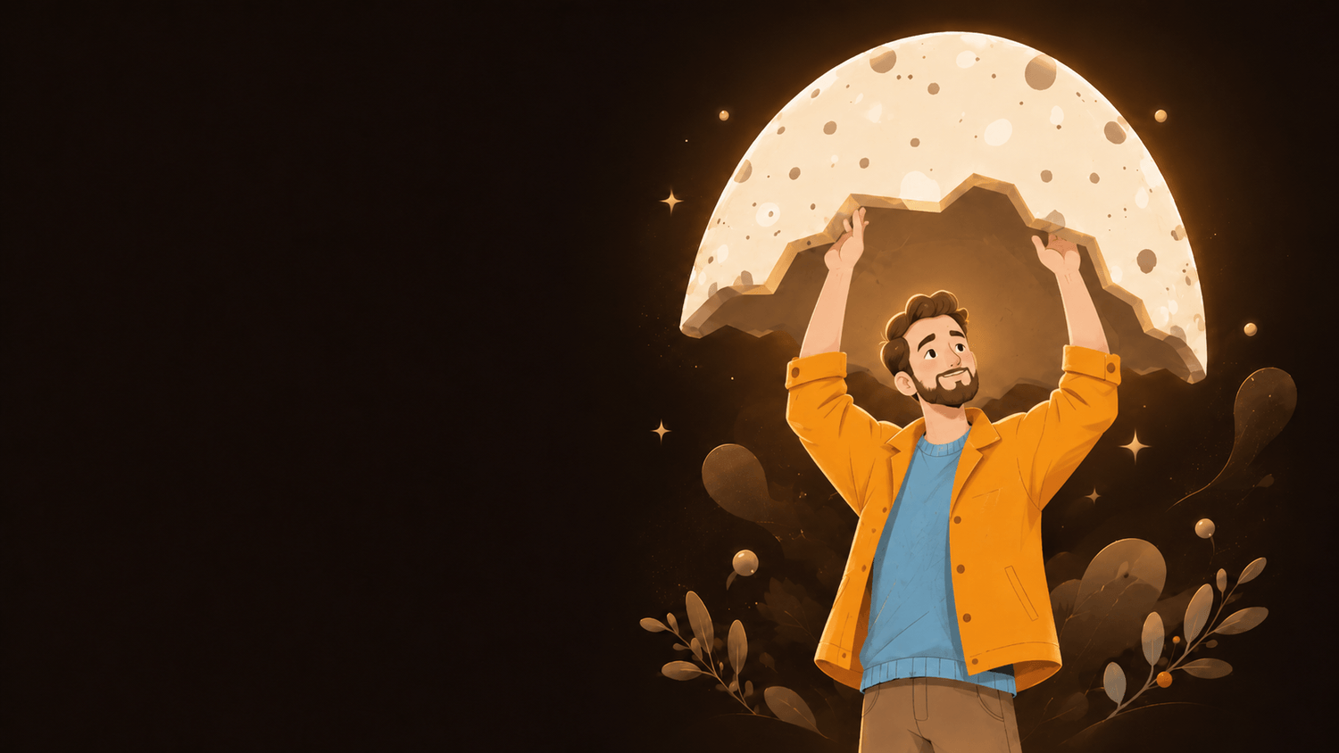 Illustration Adopte ta Timidité d’une personne timide qui soulève une coquille protectrice pour prendre sa place