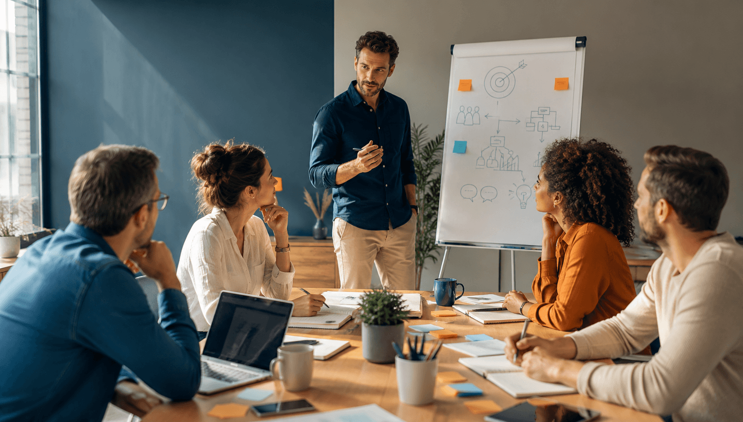 Responsables d'équipe travaillant les objectifs et la communication managériale en 2026