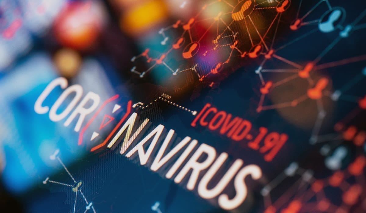  coronavirus particles interacting with gut microbes