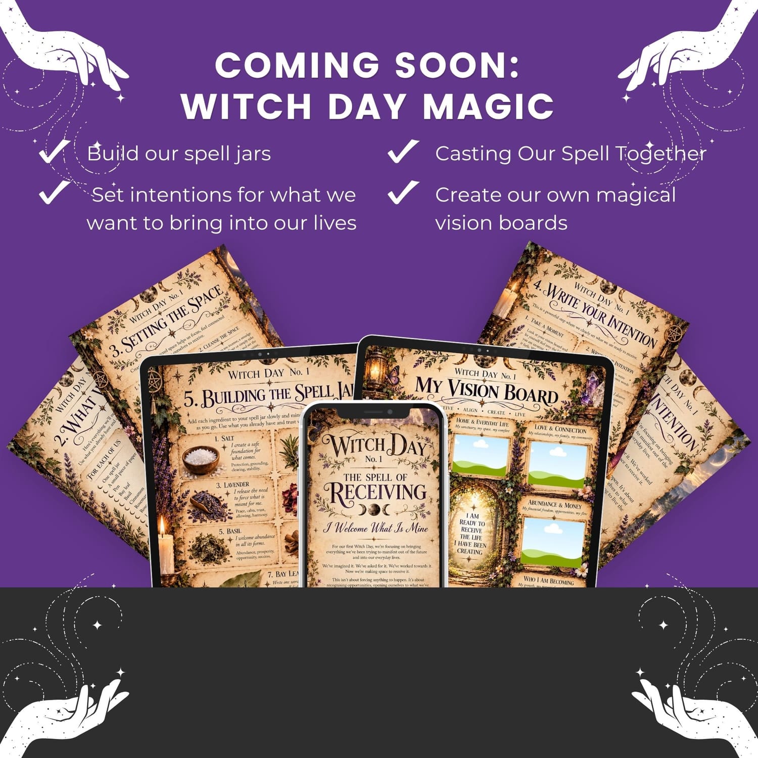 Witch Day Magic with vision boards, intention setting, spell jars and spell casting