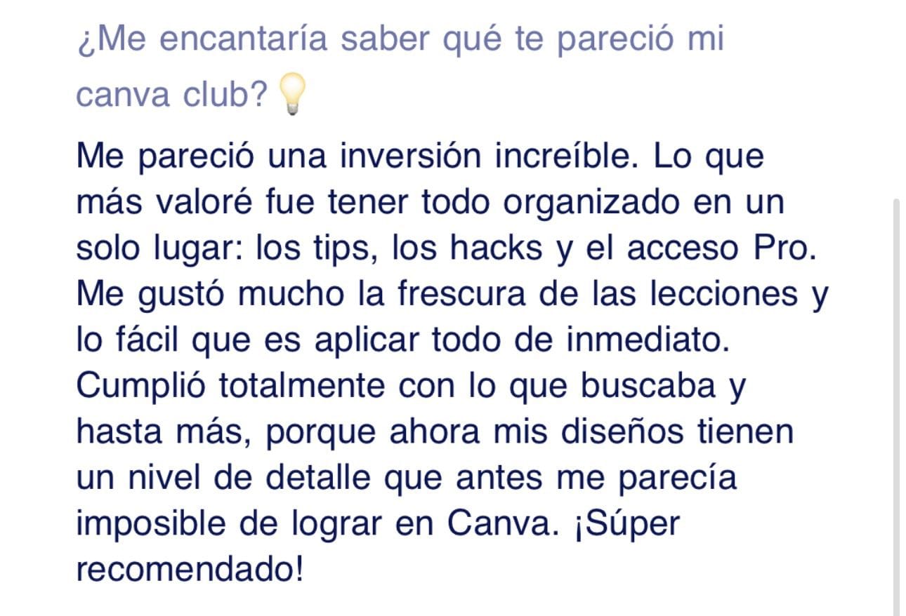 Testimonio Canva Club - inversión increíble