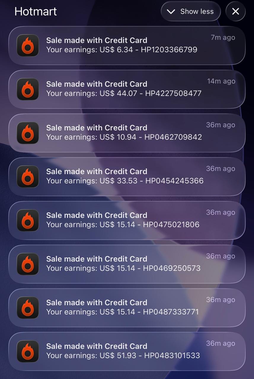 Notificaciones reales de ventas en Hotmart