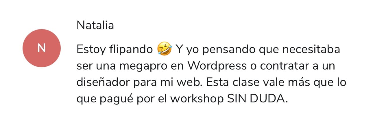Testimonio de Natalia sobre crear su web sin ser experta en WordPress