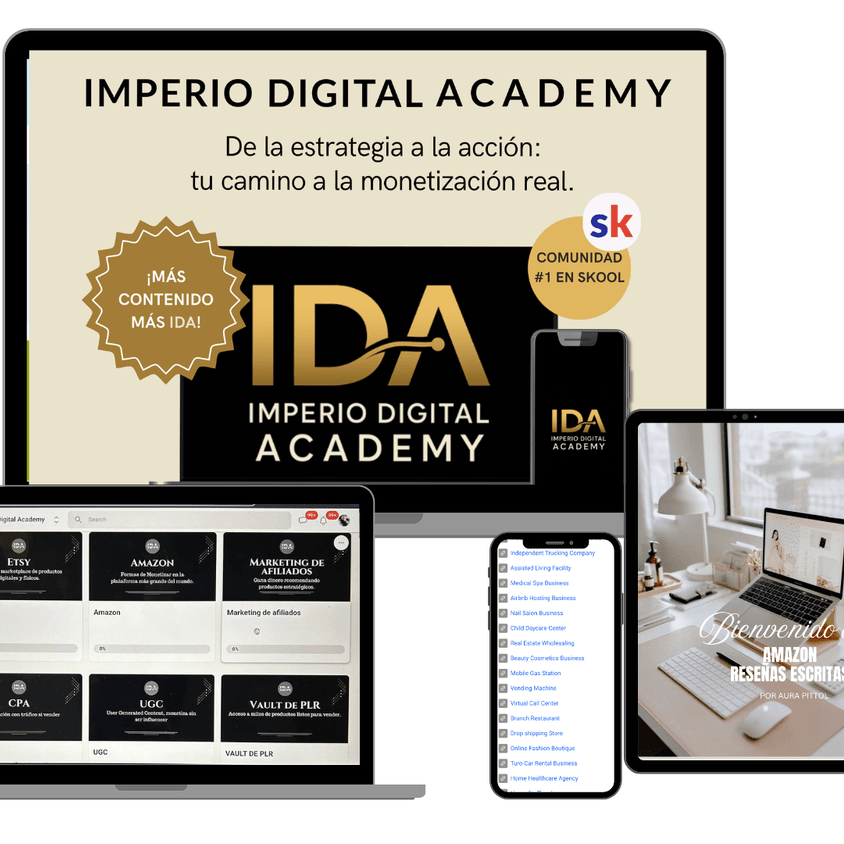 PLAN VIP: ACADEMIA IDA + BONOS + GUIA AMAZON