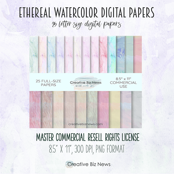 ethereal watercolor digital papers