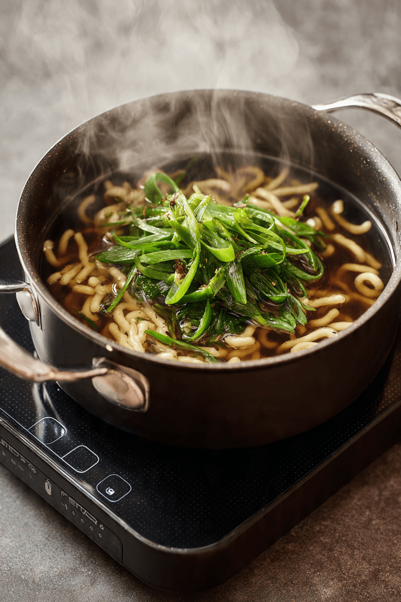 SpätzleCup auf einer kleinen Induktionsplatte, schnelle Zubereitung unterwegs.