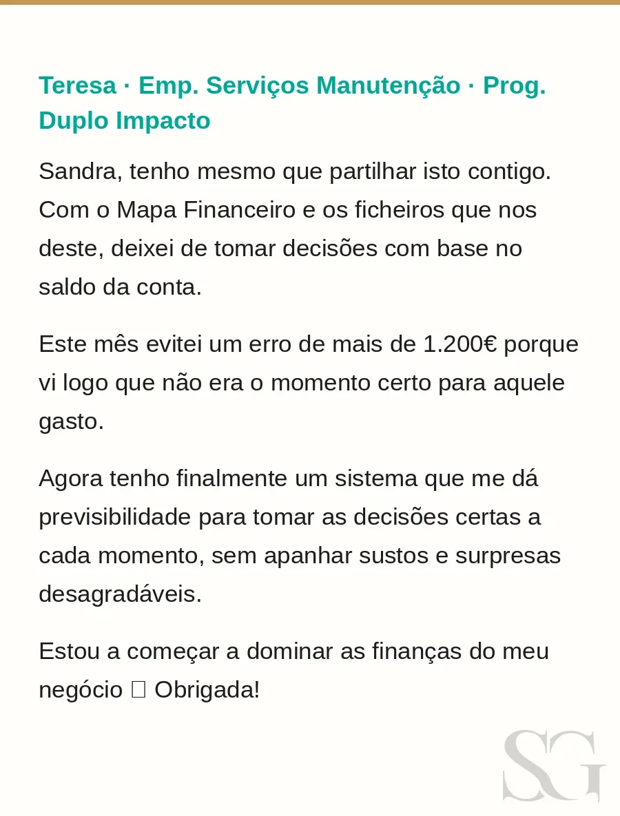 Testemunho de cliente de mentoria com Sandra Góis