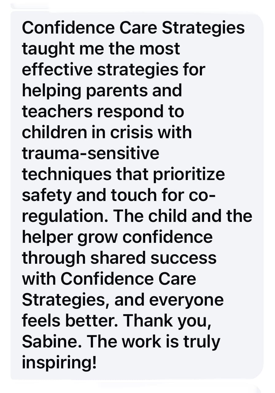 screenshot of testimonial to the confidence care strategies course