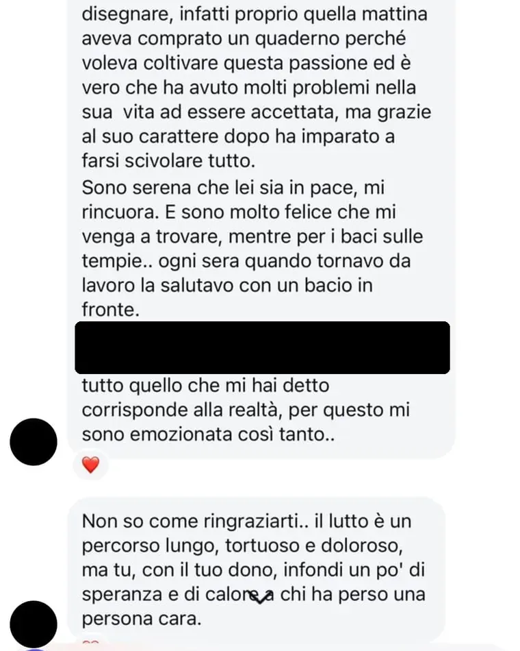 Screenshot di un messaggio ricevuto su Instagram