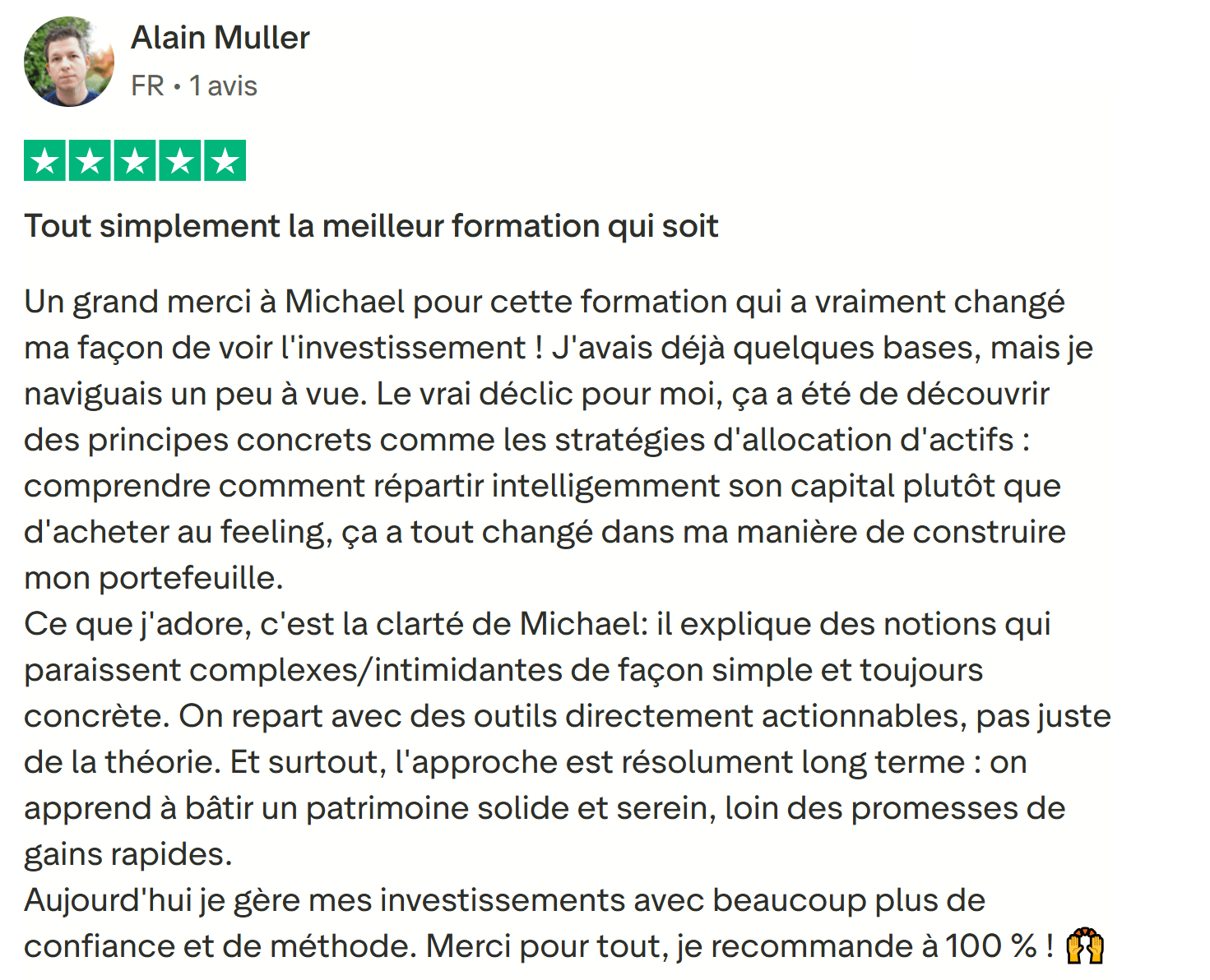 Avis Alain : Portefeuille Liberté Financière, j'ai changé ma vision