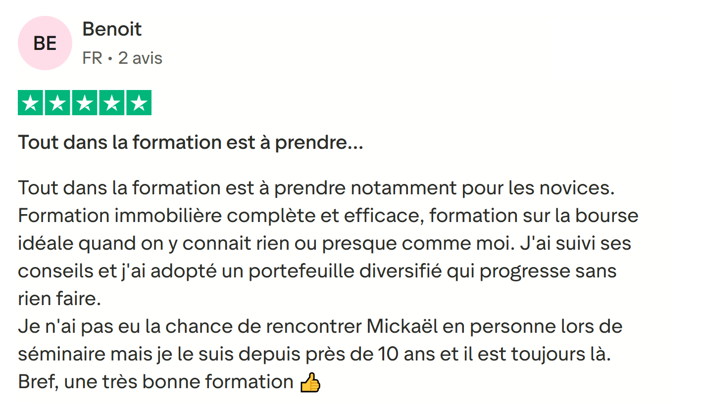 Avis benoit formation immobilier