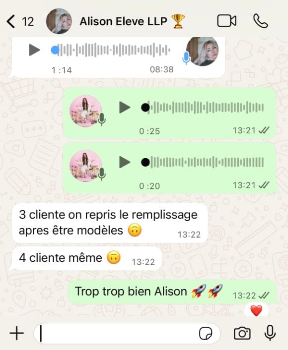 Message reçu d'une technicienne accompagnée (5/7)