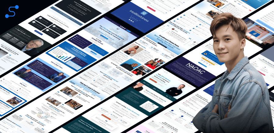 Clean mockup of a landing page with subtle highlighted sections OR an abstract progress bar visual. No text overlays.