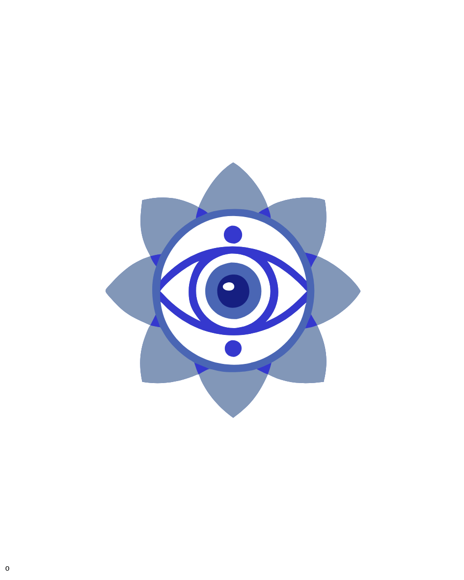 Illustration troisième oeil bleu et pétales de fleurs qui l'entoure