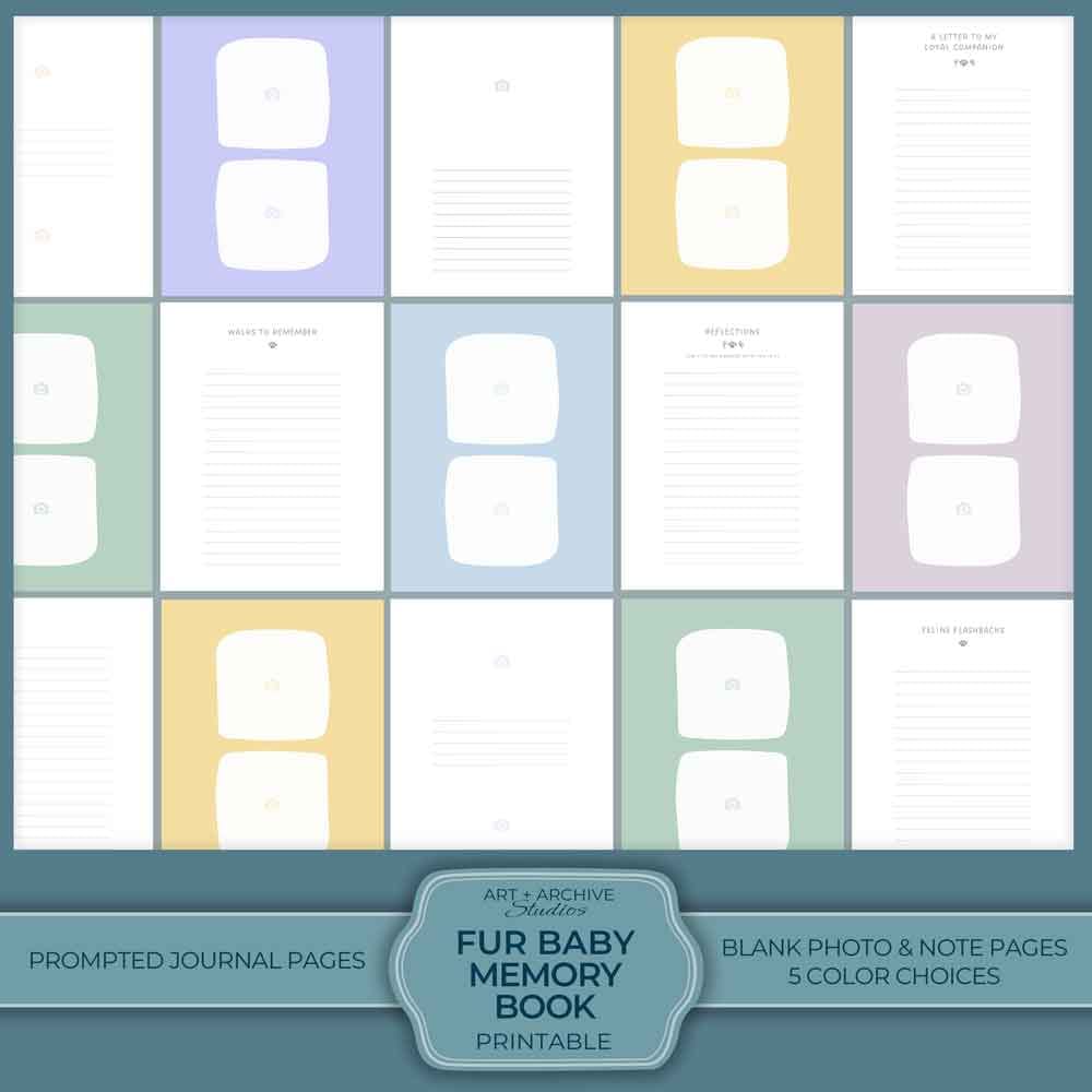 Fur Baby Memory Book Prompted Journal Pages and Blank Photo and Note Pages