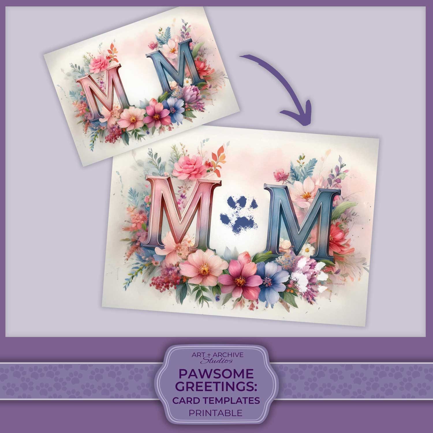 Pawsome Greetings spring Mother's Day "MOM" card template