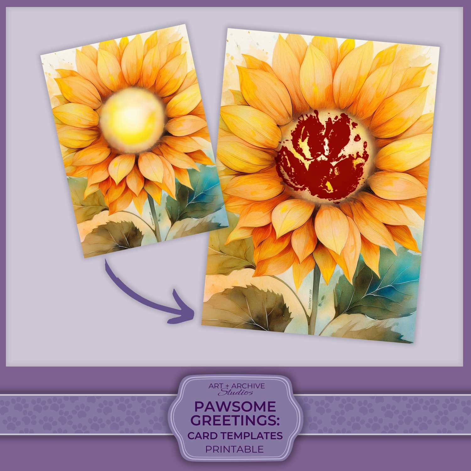 Pawsome Greetings summer sunflower card template
