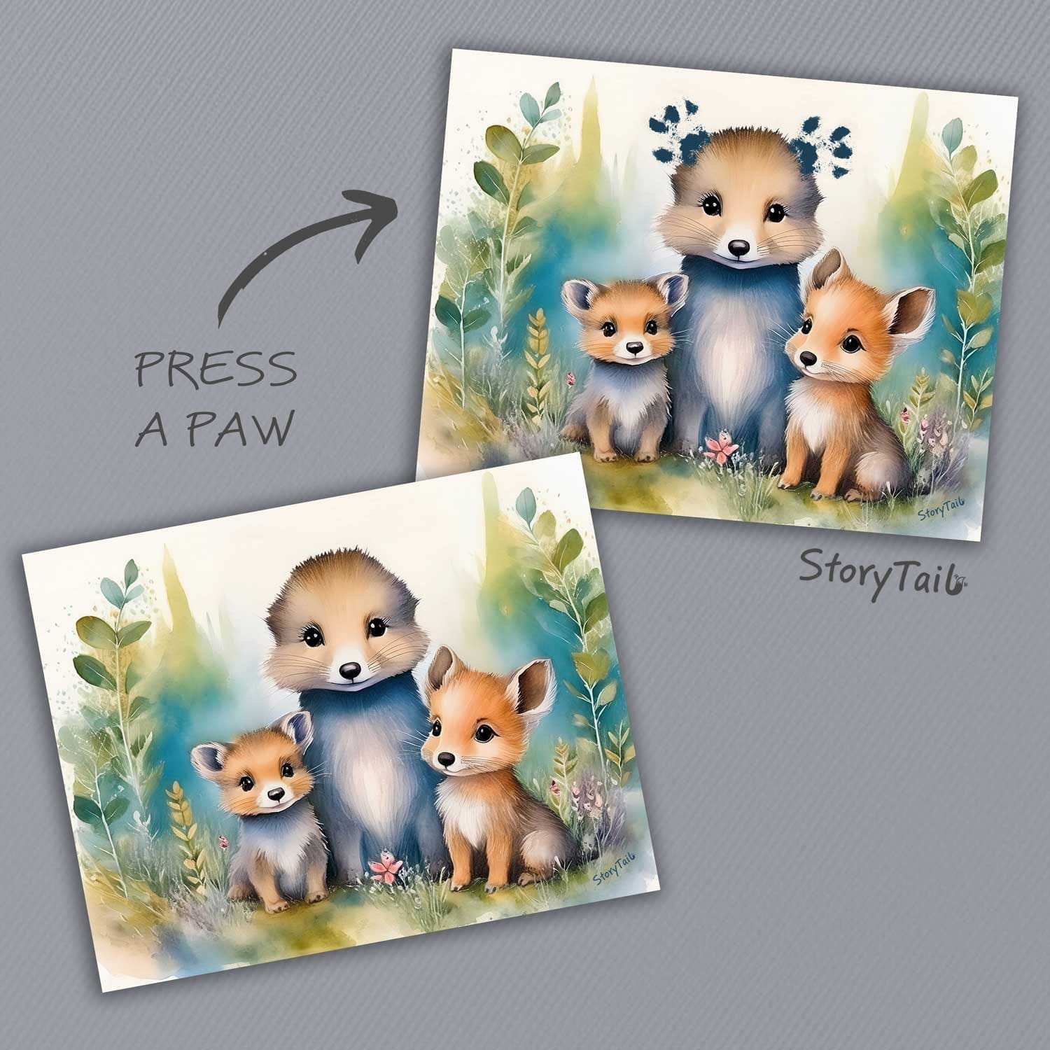 Pawsome Memories Autumn Woodland Animal Trio Pet Paw Print Wall Art by StoryTail