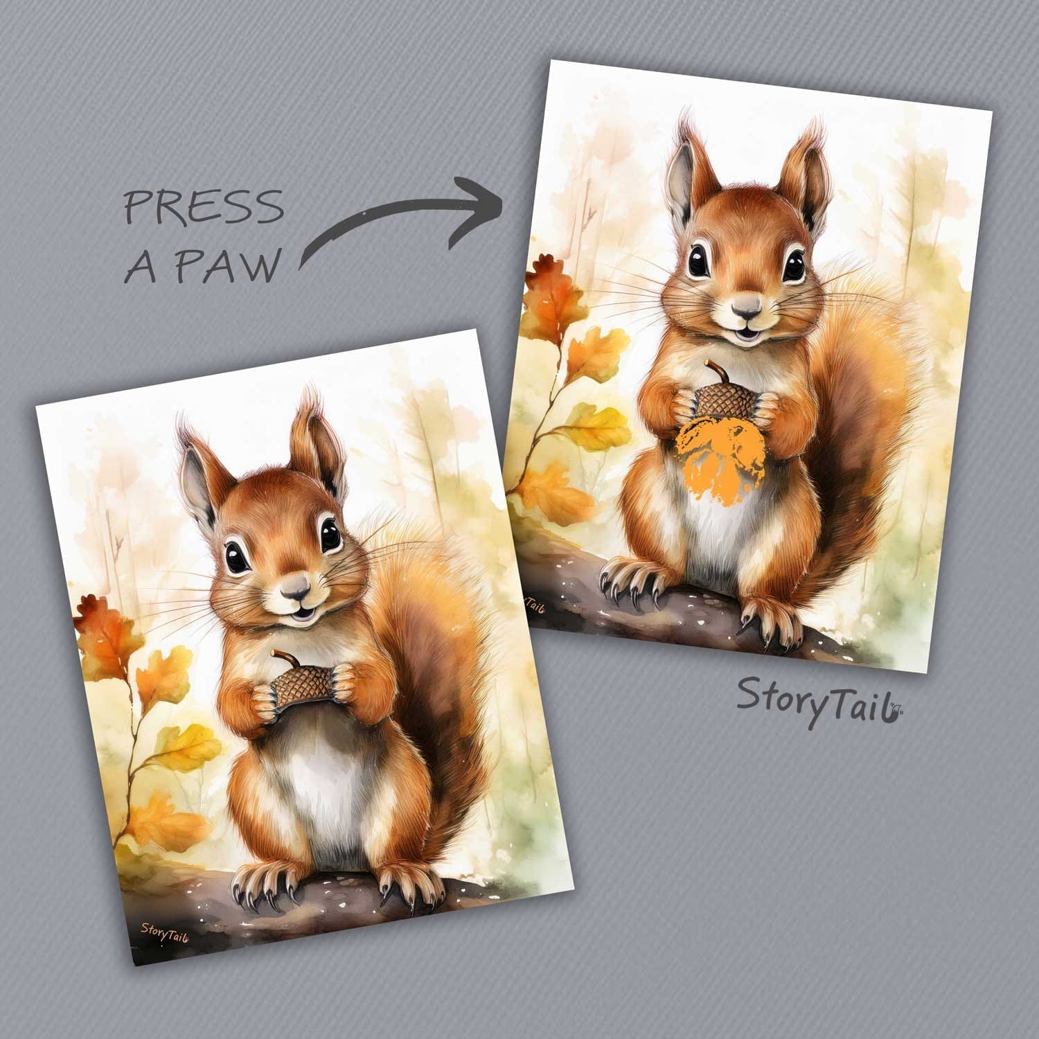 Pawsome Memories Autumn Woodland Animal Trio Pet Paw Print Wall Art by StoryTail