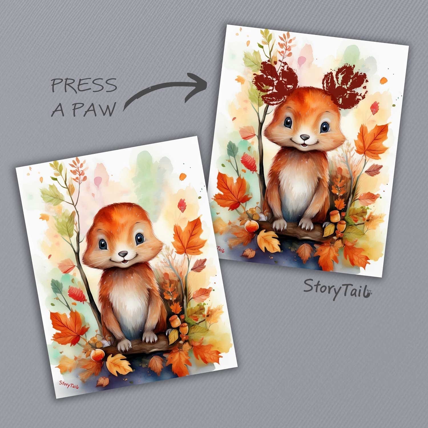Pawsome Memories Autumn Woodland Animal Pet Paw Print Wall Art by StoryTail