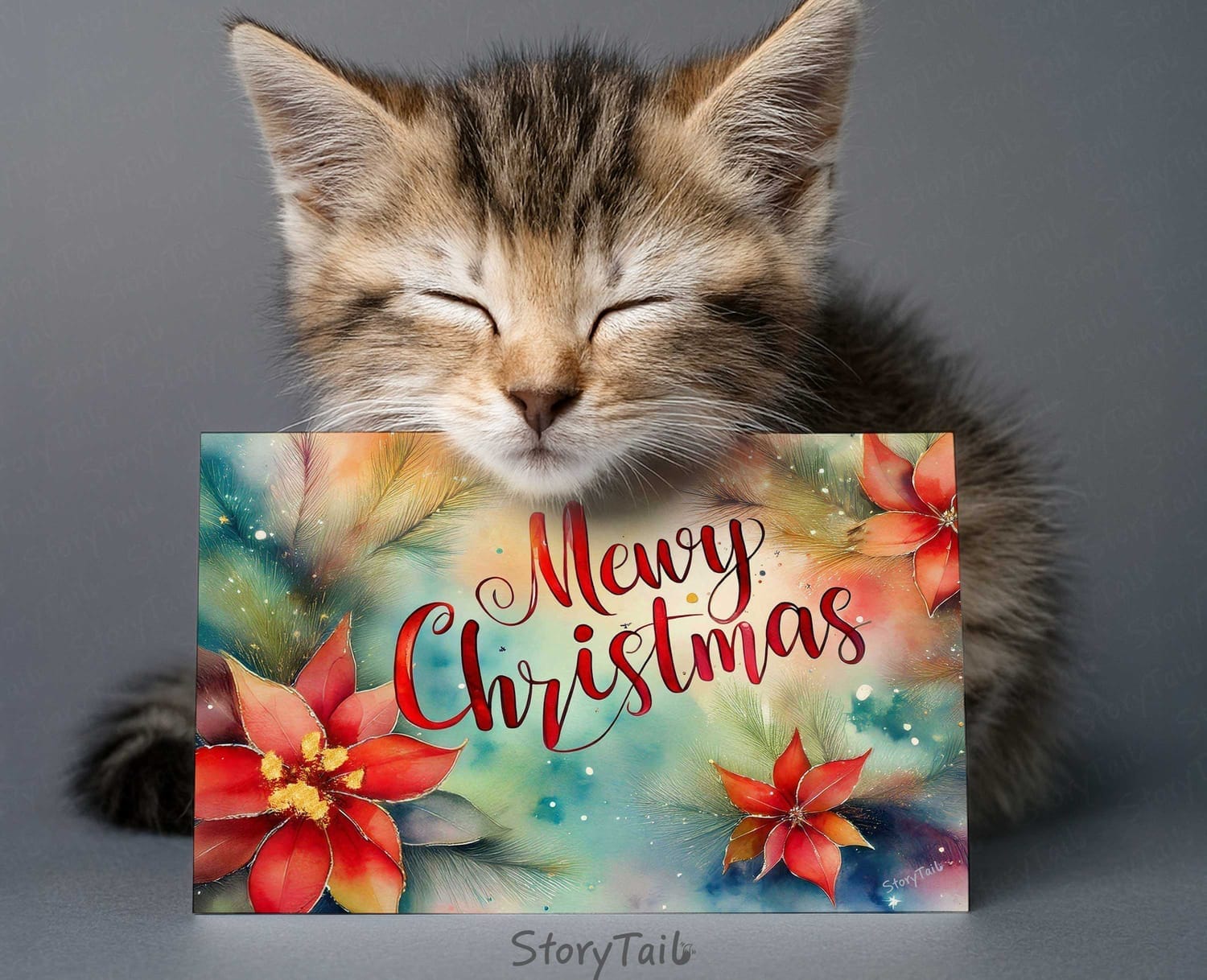 Kitten with the "Mewy Christmas" Pawsome Greetings™️ card template by StoryTail