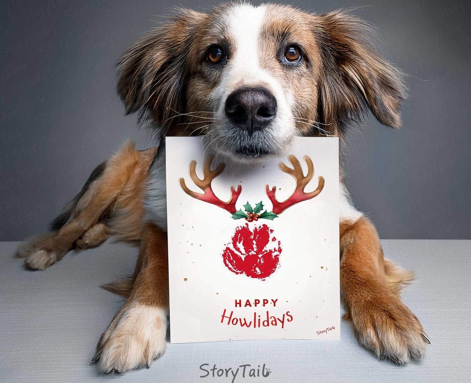 Dog with the "Happy Howlidays" Pawsome Greetings™️ card template by StoryTail