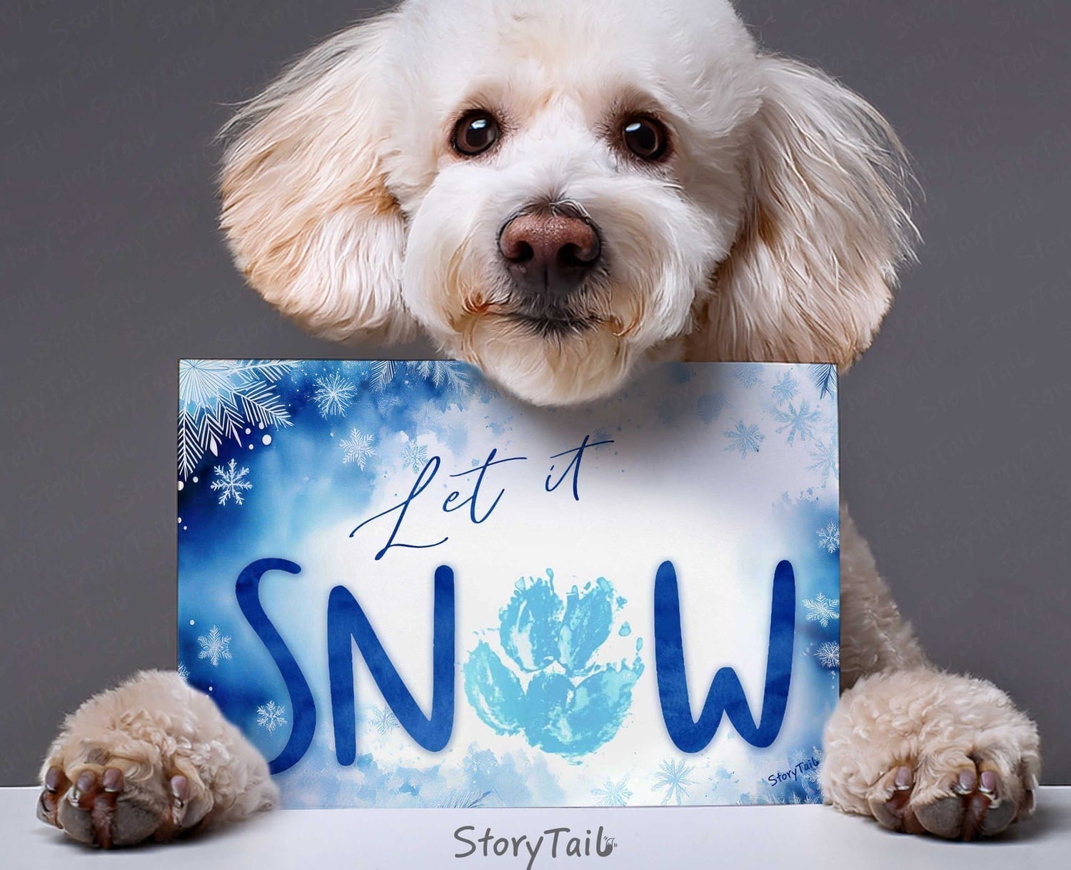 Dog with the "Let It Snow" Pawsome Greetings™️ card template by StoryTail