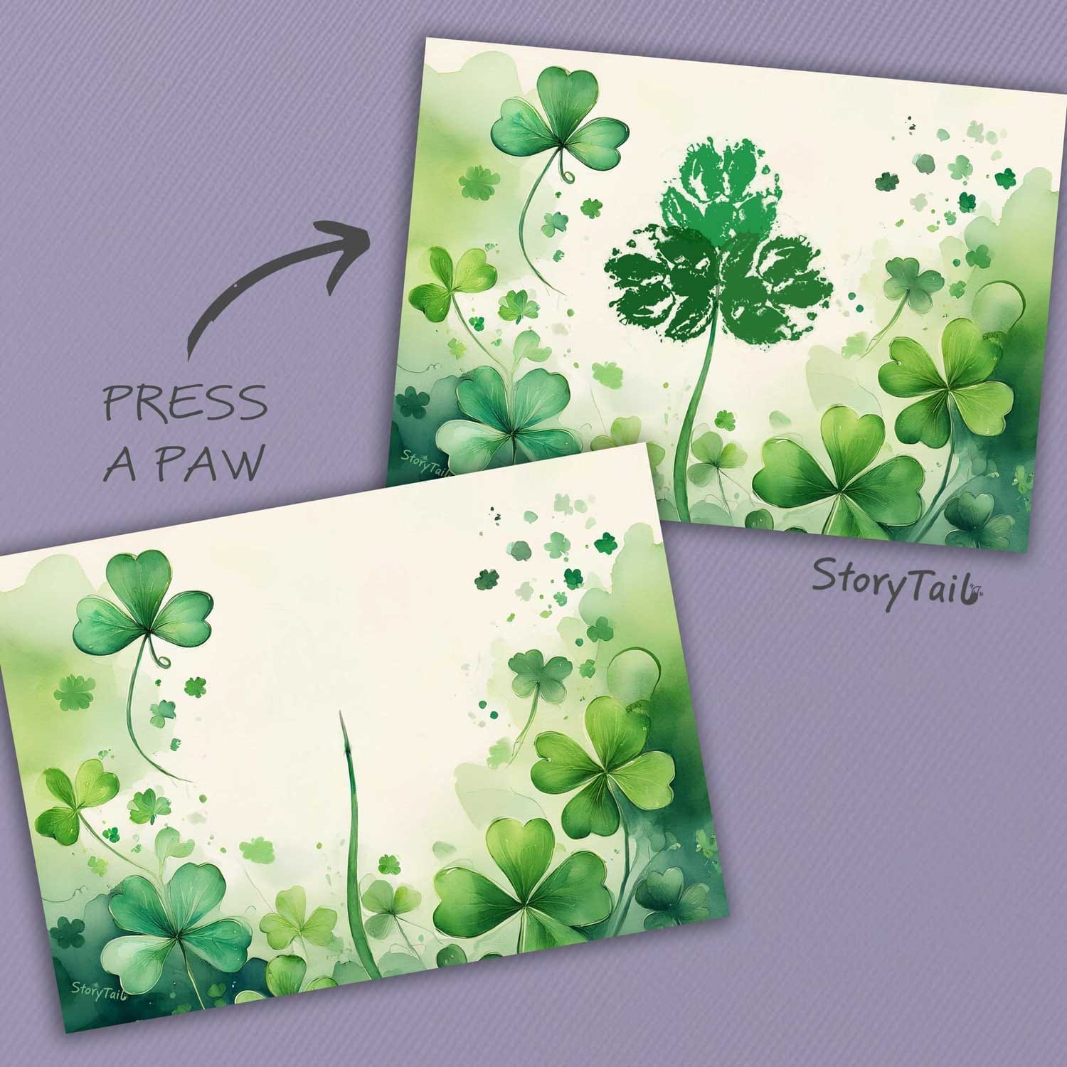 Pawsome Greetings paw print card St. Patrick's Day shamrock template