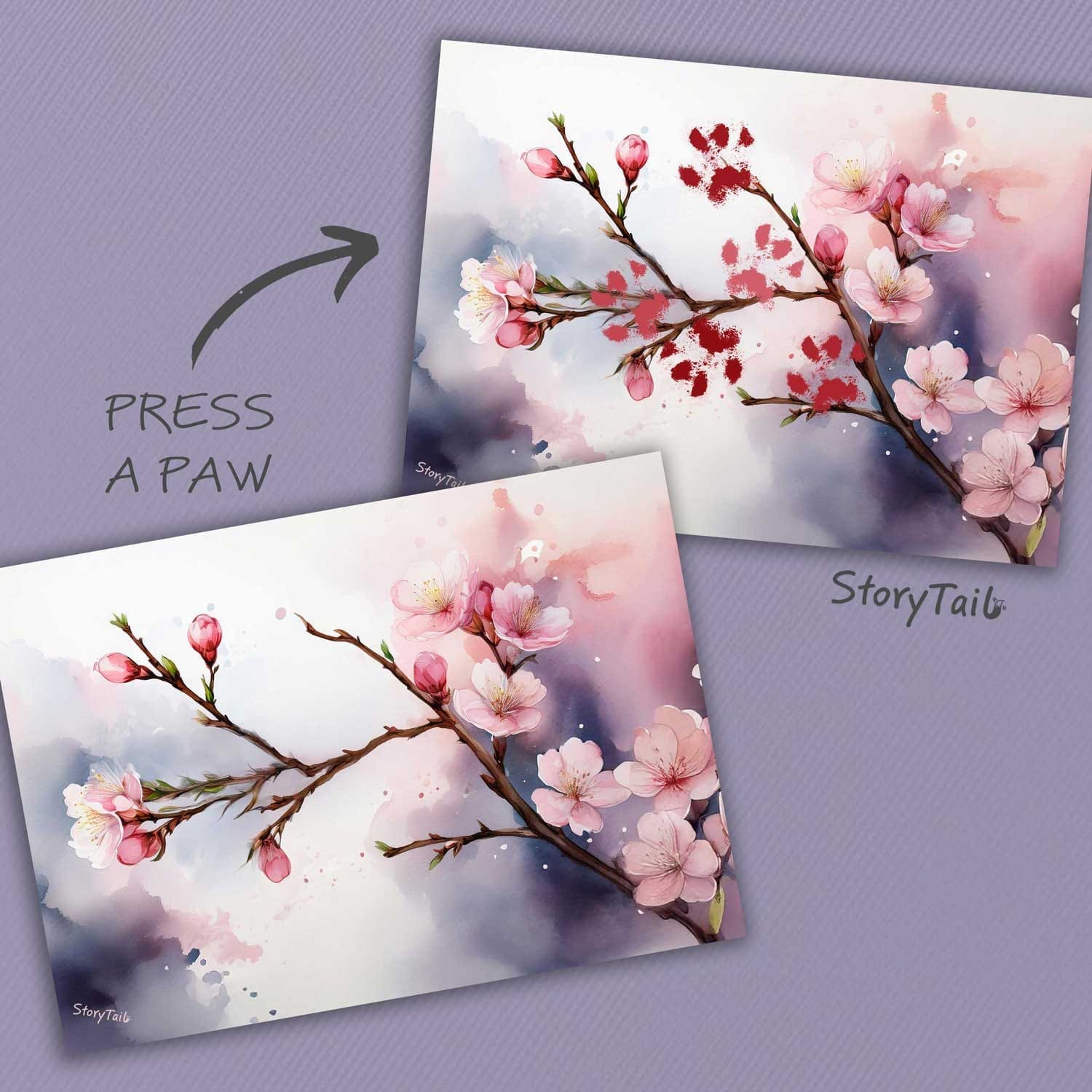 Pawsome Greetings paw print card spring cherry blossom flower template
