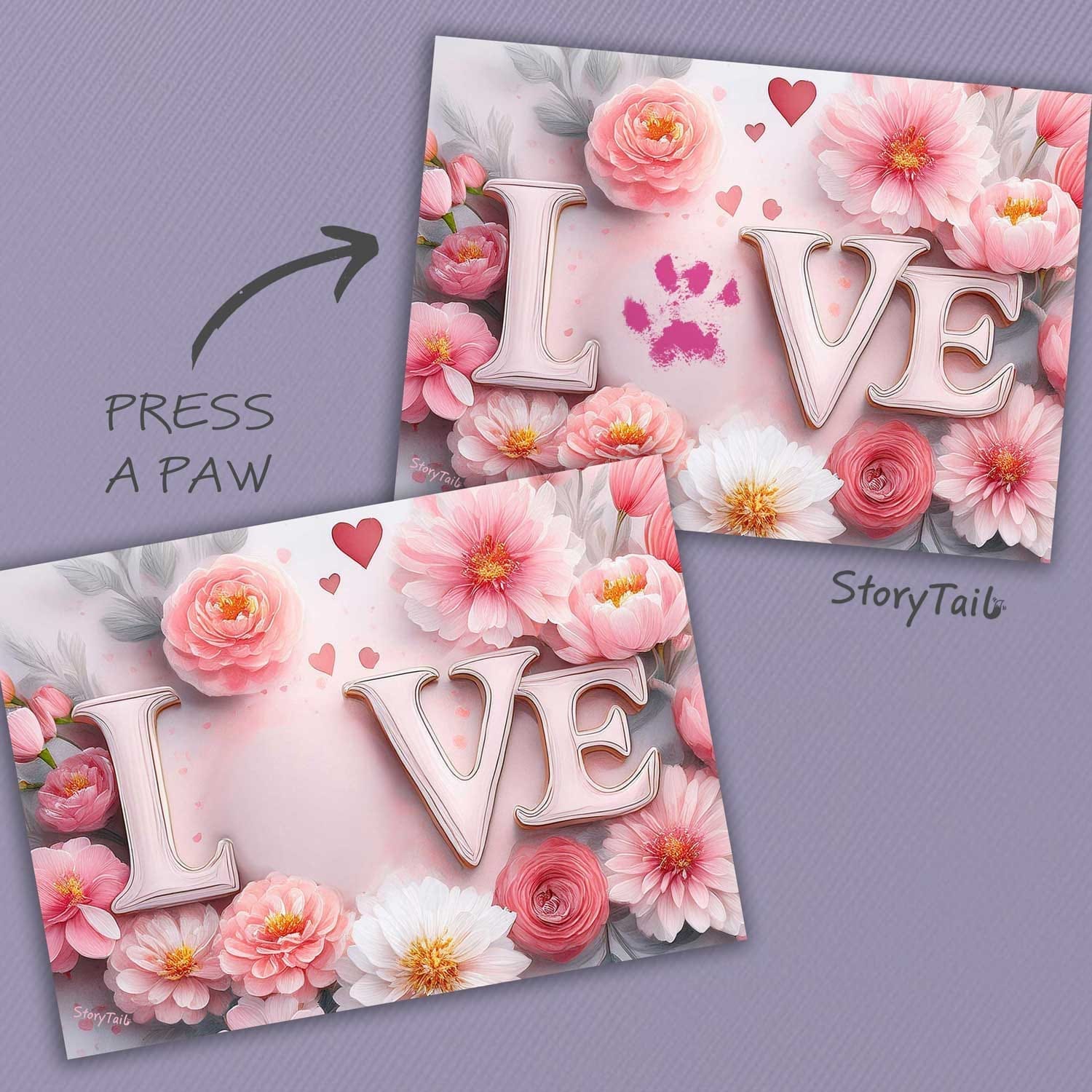 Pawsome Greetings paw print card Valentine's Day LOVE template