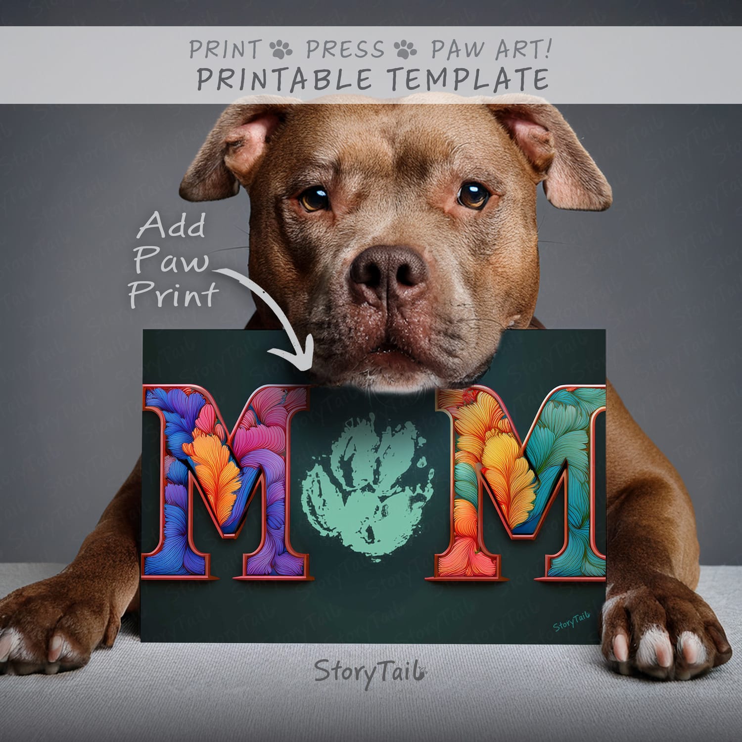 Pawsome Greetings Feathery Paw Print Card Template for Pet Mom by StoryTail