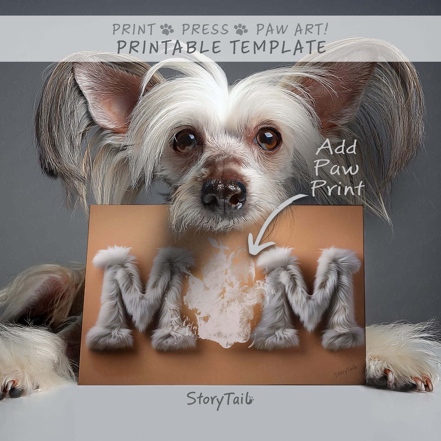 Pawsome Greetings Furry Arctic Fox Paw Print Card Template for Pet Mom by StoryTail