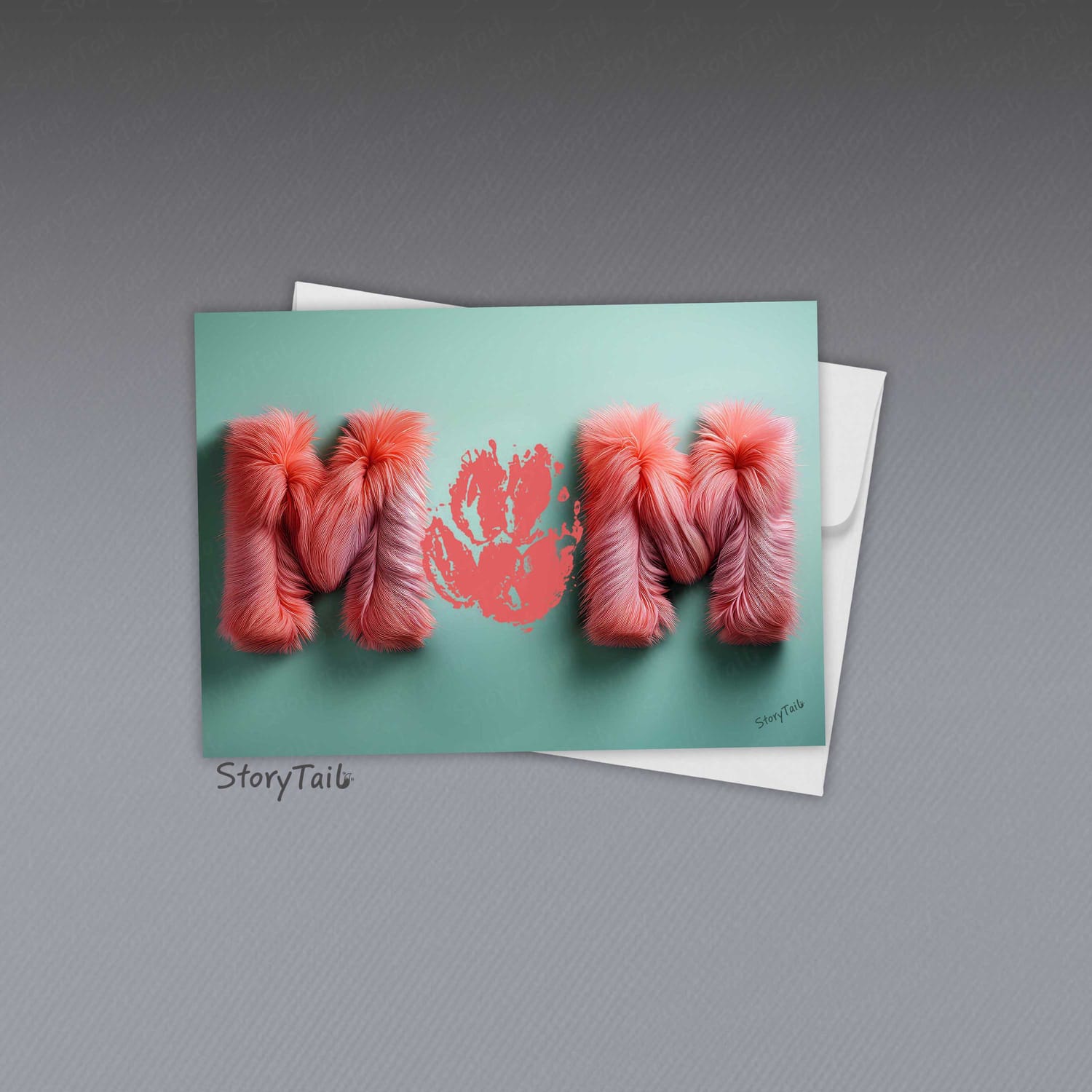 Pawsome Greetings Furry Flamingo Paw Print Card Template for Pet Mom by StoryTail