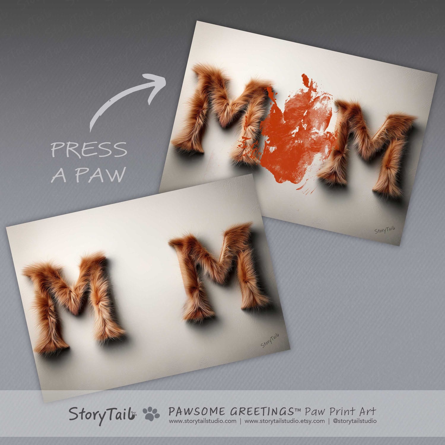 Pawsome Greetings Foxy Furry Paw Print Card Template for Pet Mom by StoryTail