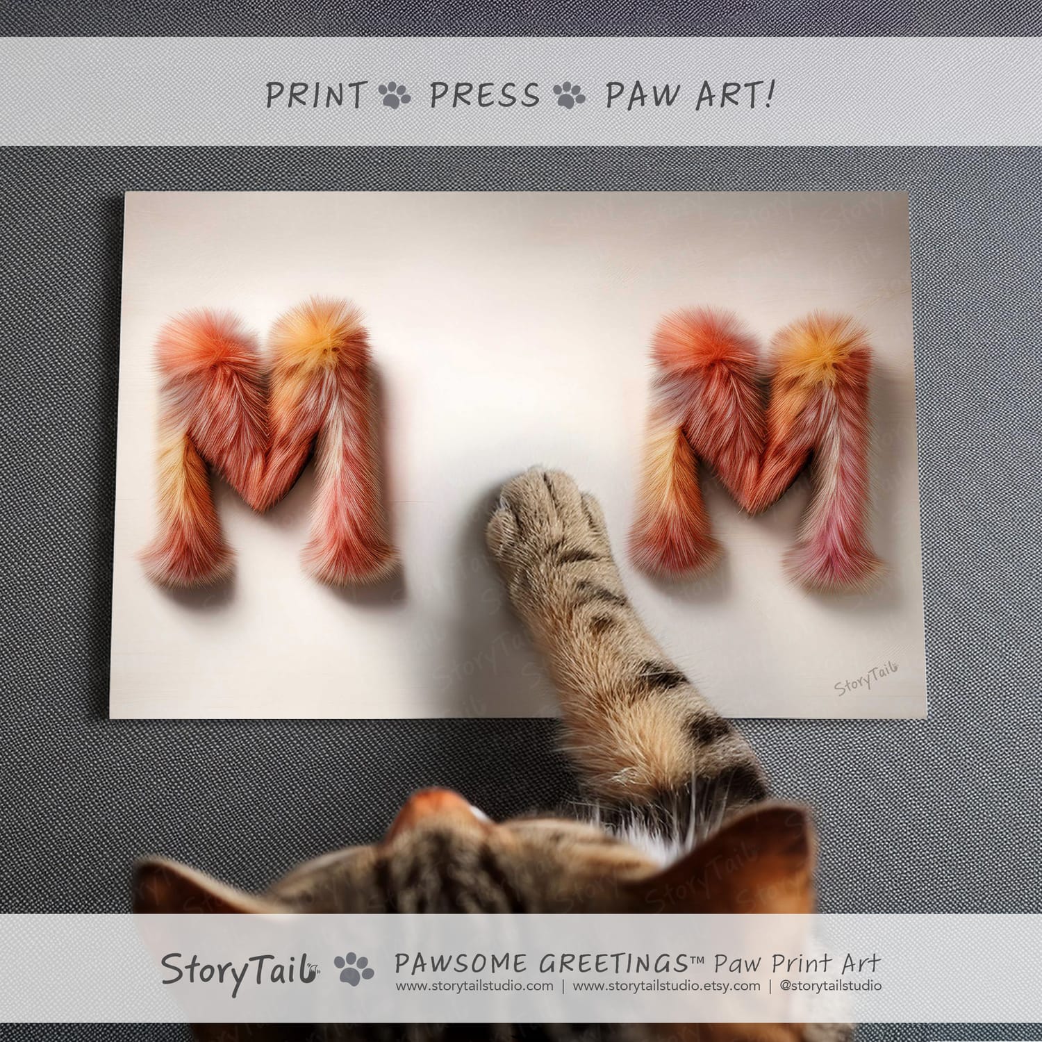 Pawsome Greetings Furry Mottled Pink Paw Print Card Template for Pet Mom by StoryTail