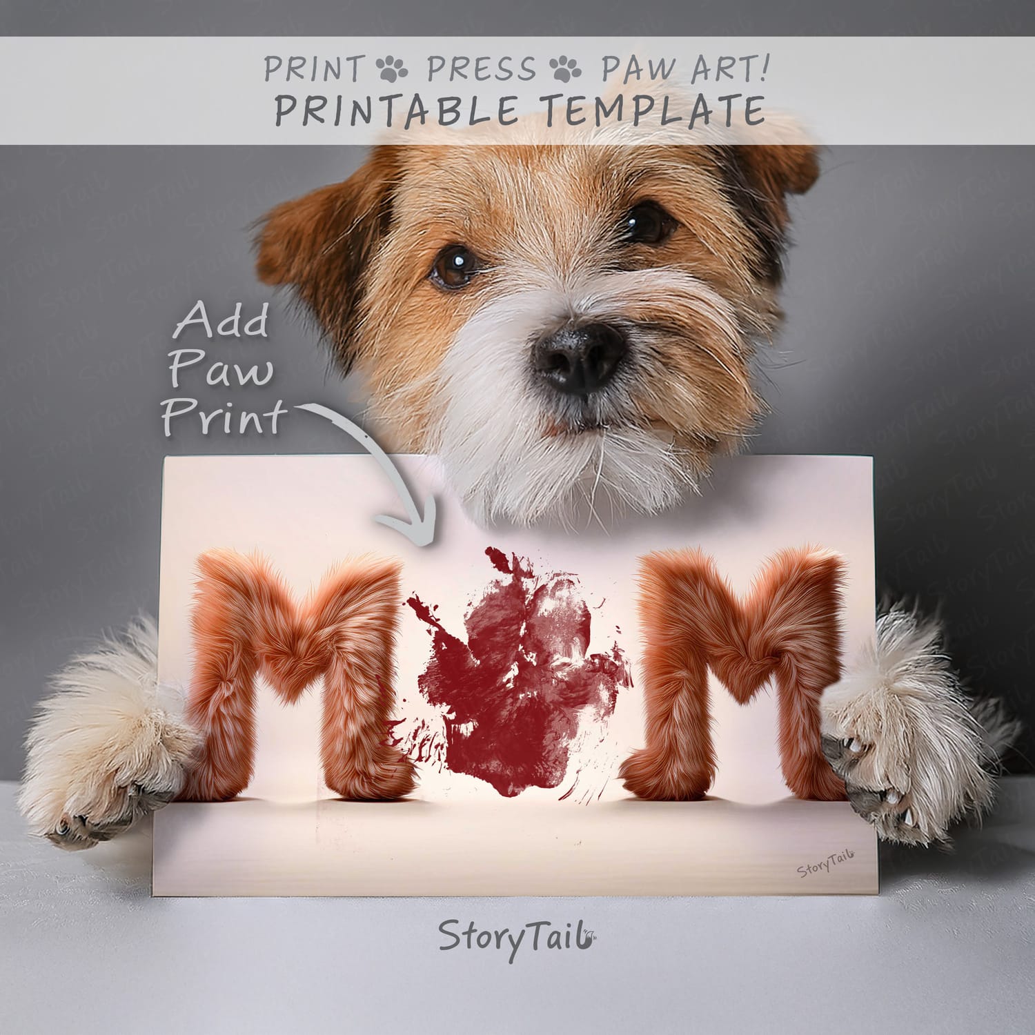 Pawsome Greetings Fur Paw Print Card Template for Pet Mom by StoryTail