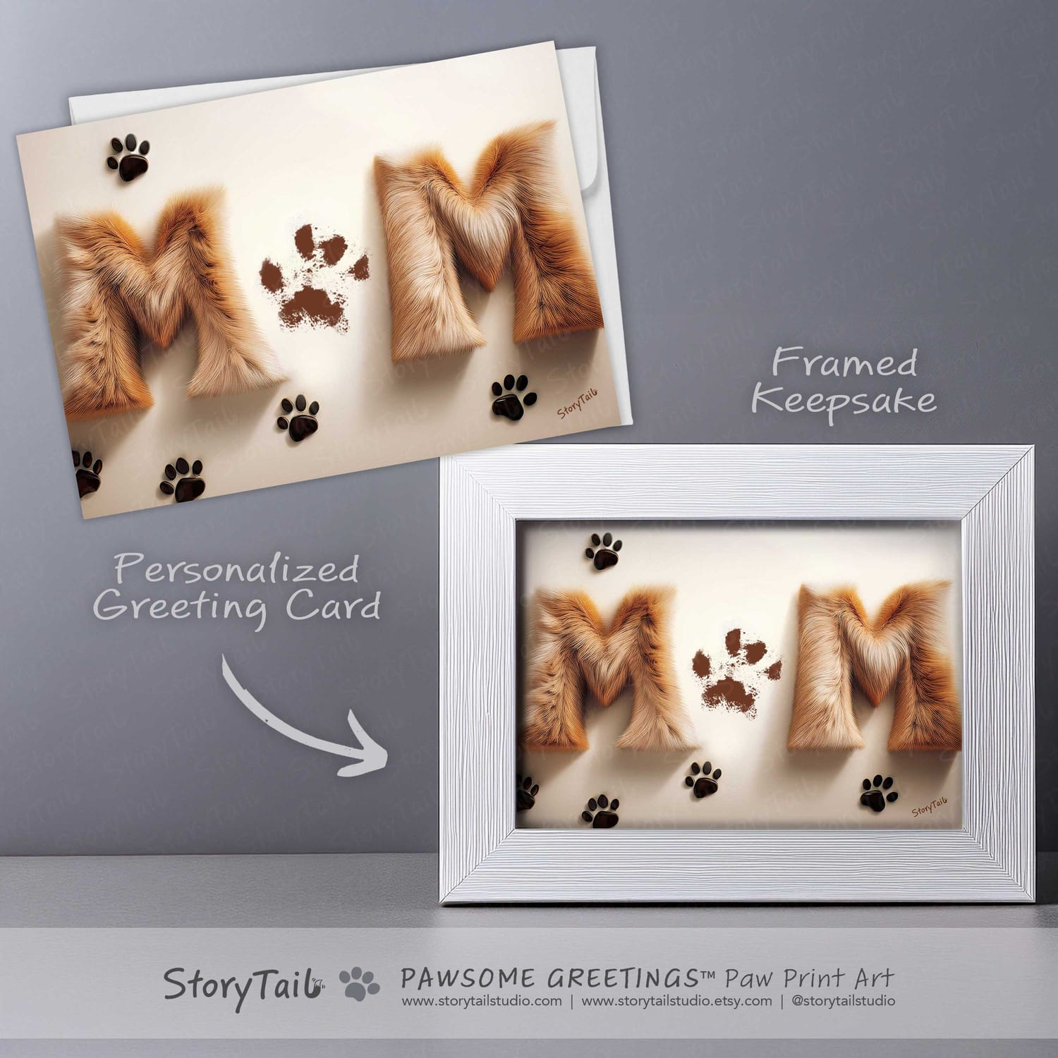 Pawsome Greetings Button Paw Print Furry Card Template for Pet Mom by StoryTail