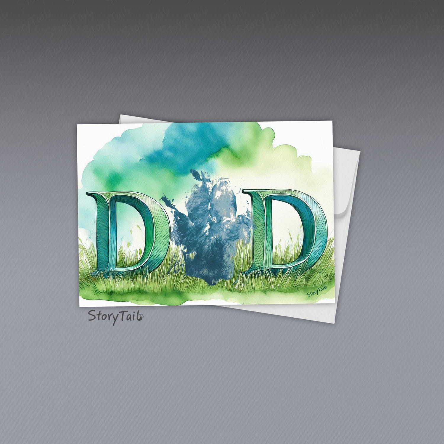 Pawsome Greetings Grassy Pink Paw Print Card Template for Pet Dad by StoryTail