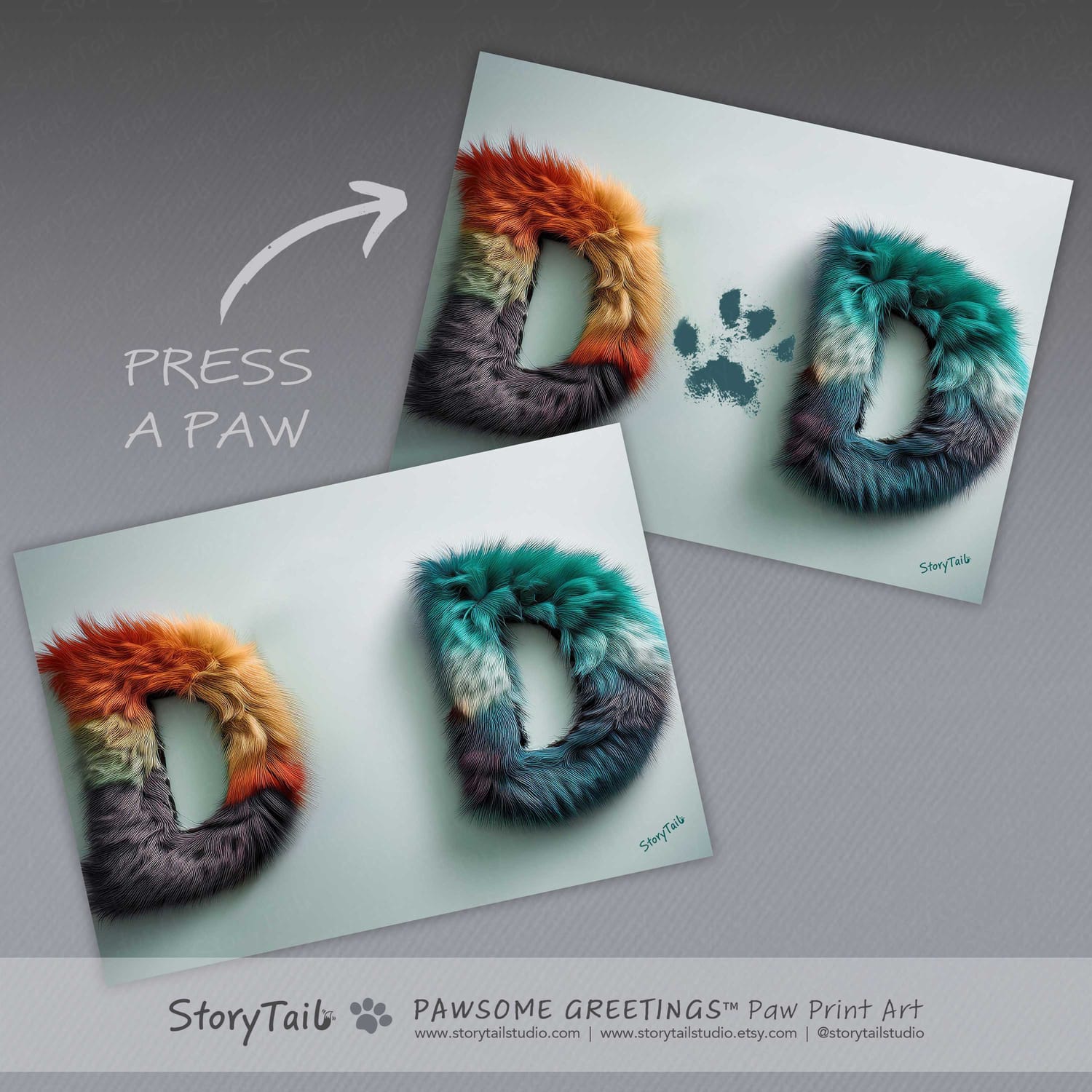 Pawsome Greetings Colorful Fur Paw Print Card Template for Pet Dad by StoryTail