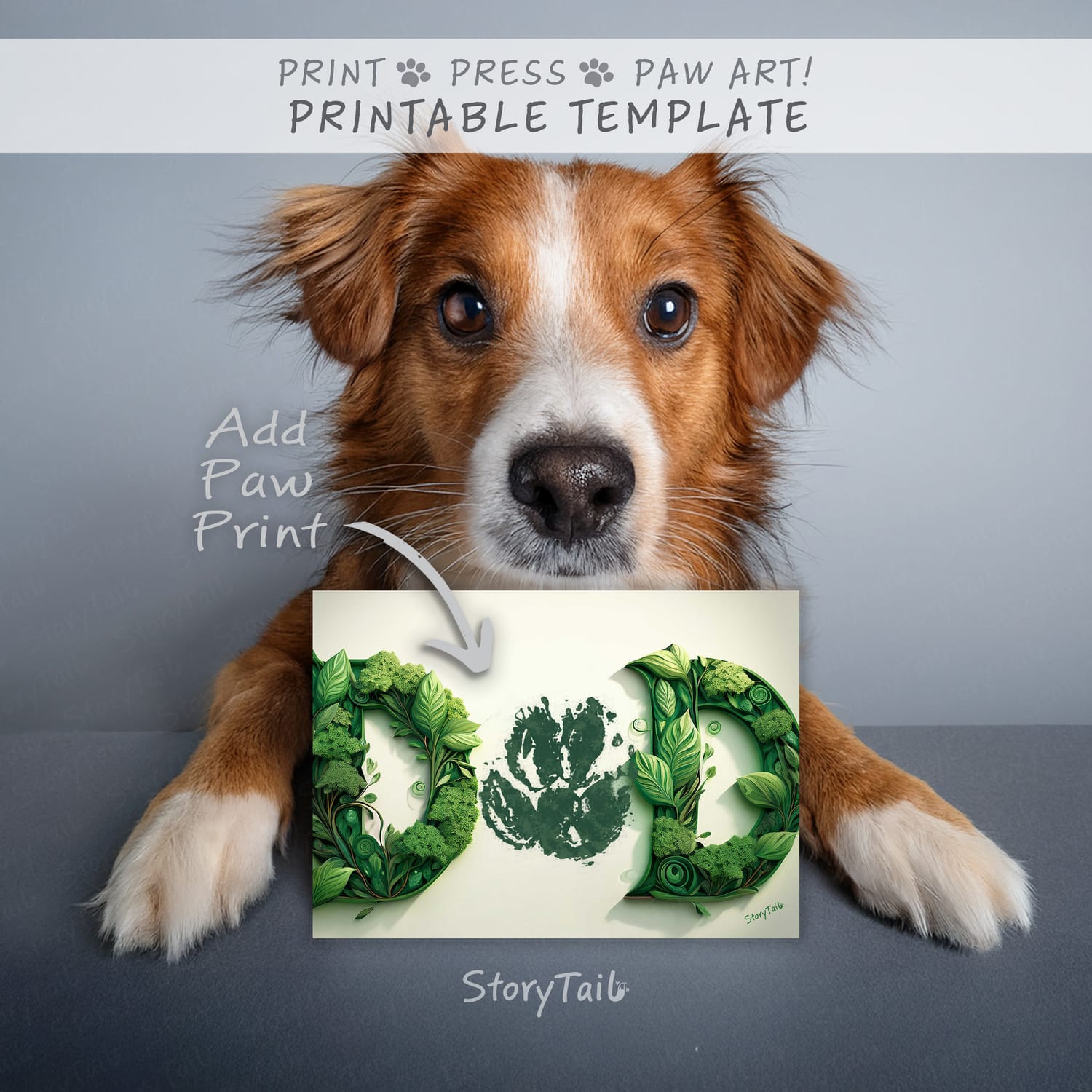 Pawsome Greetings Woodland Paw Print Card Template for Pet Dad by StoryTail