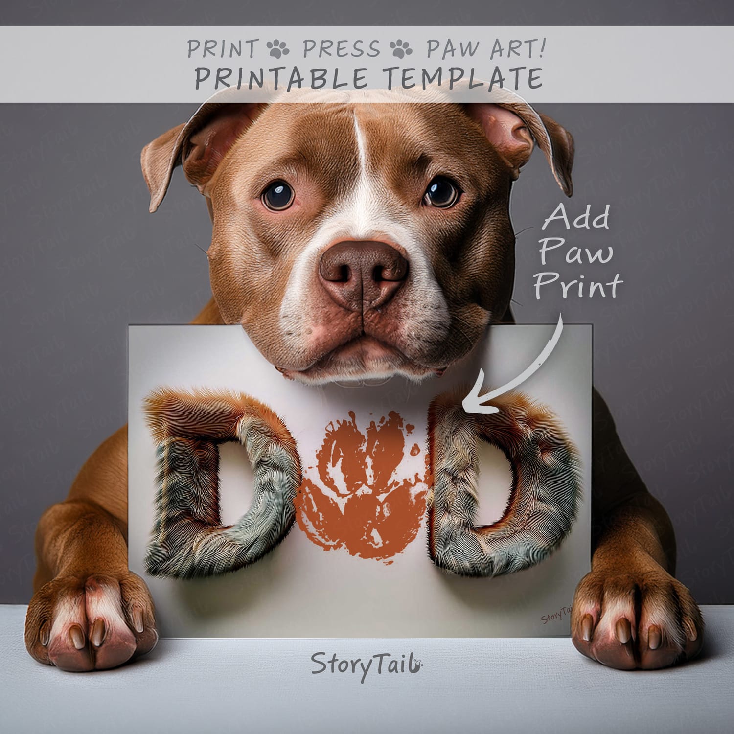 Pawsome Greetings Fox Fur Paw Print Card Template for Pet Dad by StoryTail