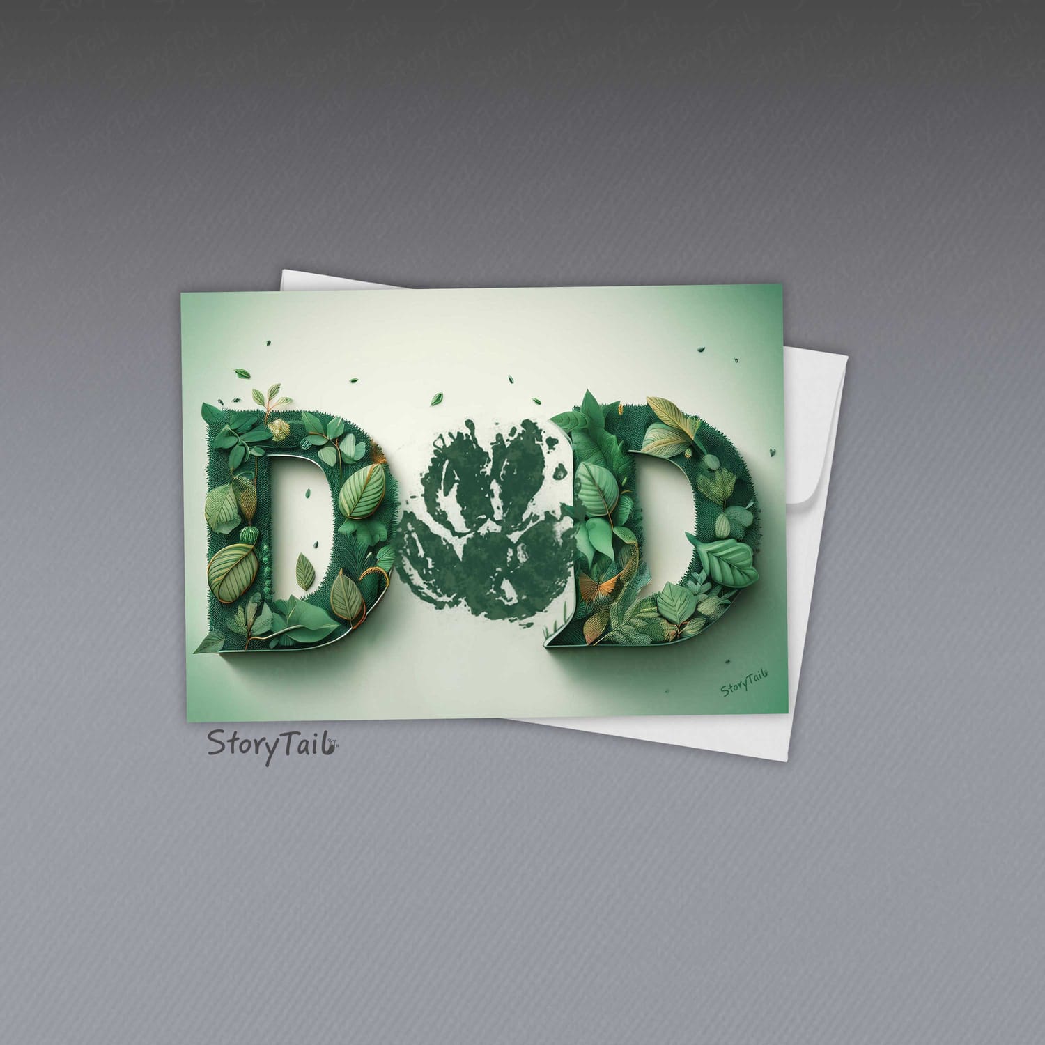 Pawsome Greetings Leaf Paw Print Card Template for Pet Dad by StoryTail