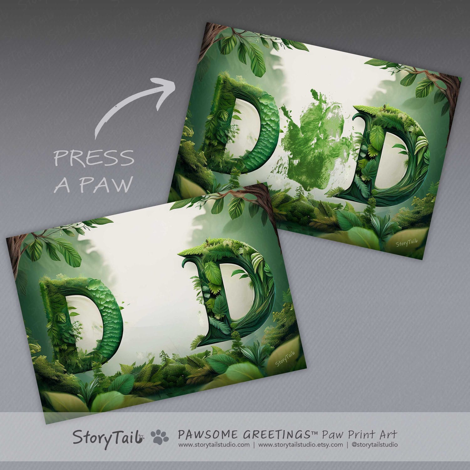 Pawsome Greetings Forest Paw Print Card Template for Pet Dad by StoryTail