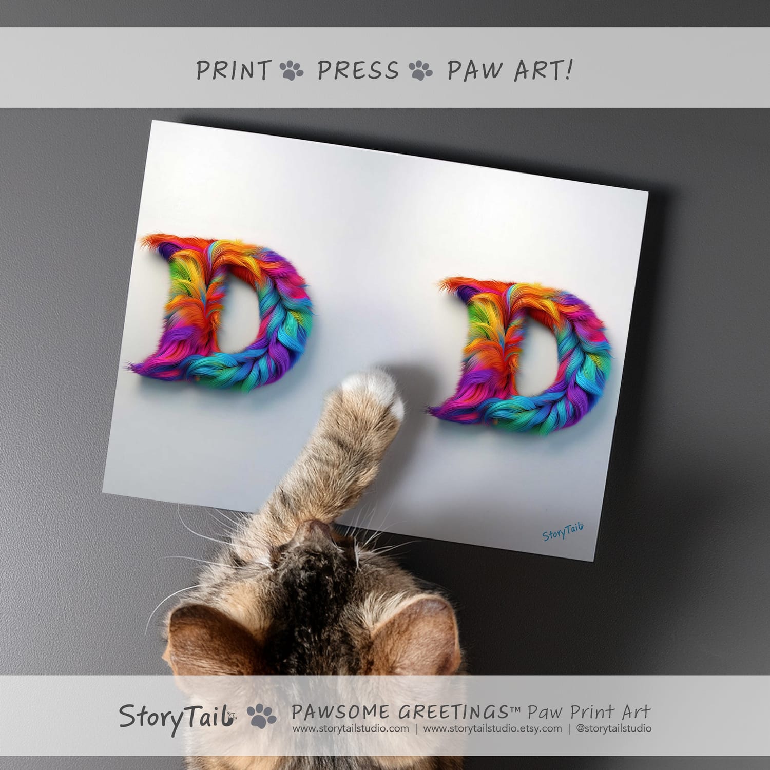 Pawsome Greetings Rainbow Fur Paw Print Card Template for Pet Dad by StoryTail