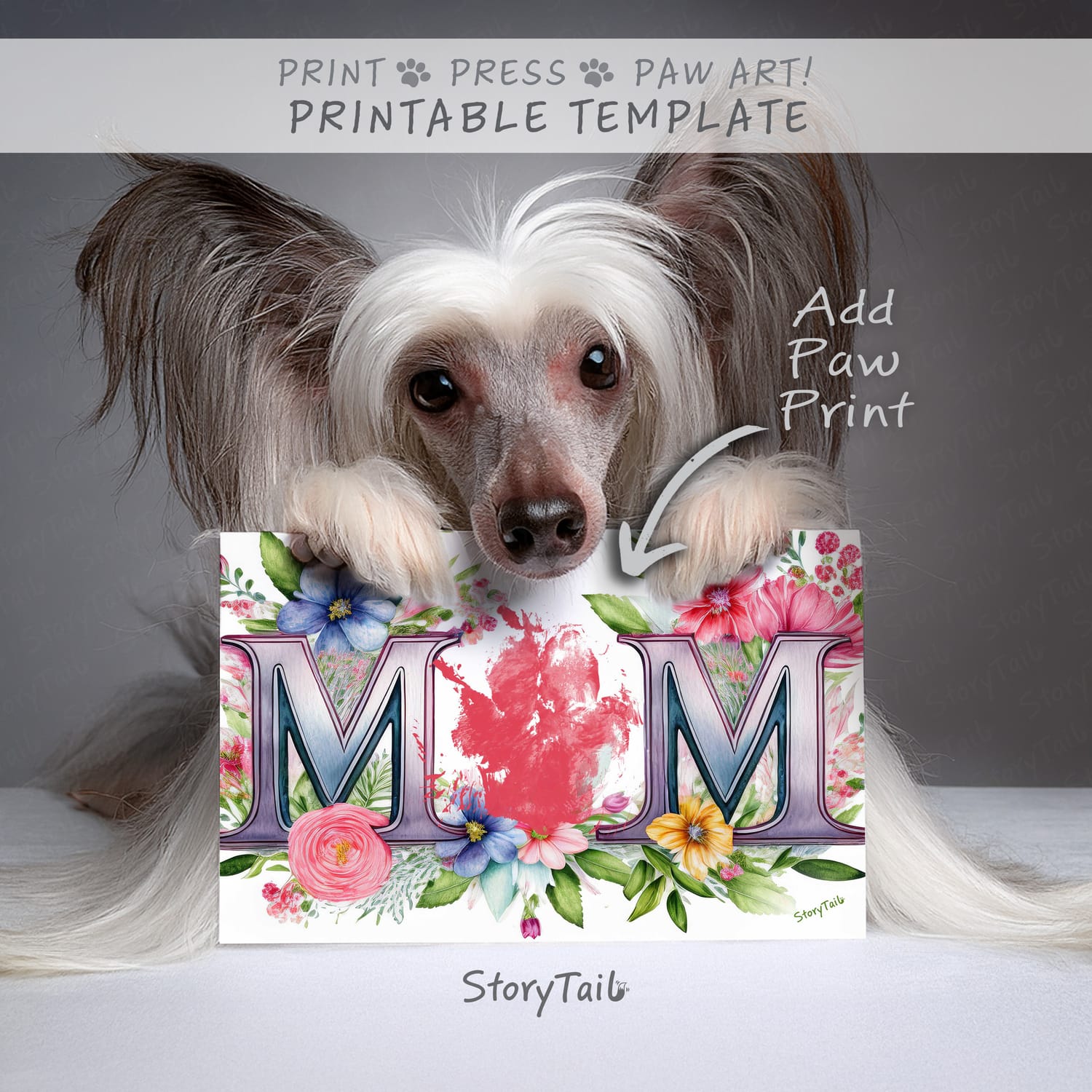 Pawsome Greetings Bloom Flower Paw Print Card Template for Pet Mom by StoryTail