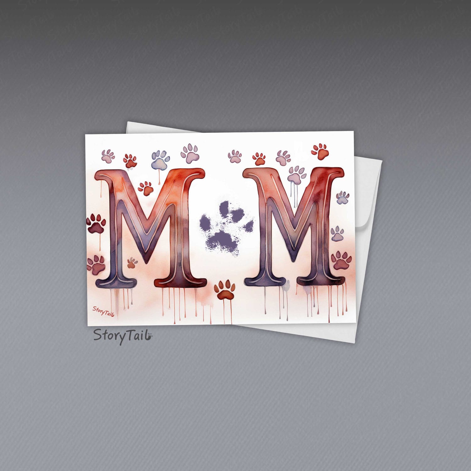 Pawsome Greetings Wildflower Watercolor Paw Print Card Template for Pet Mom by StoryTail