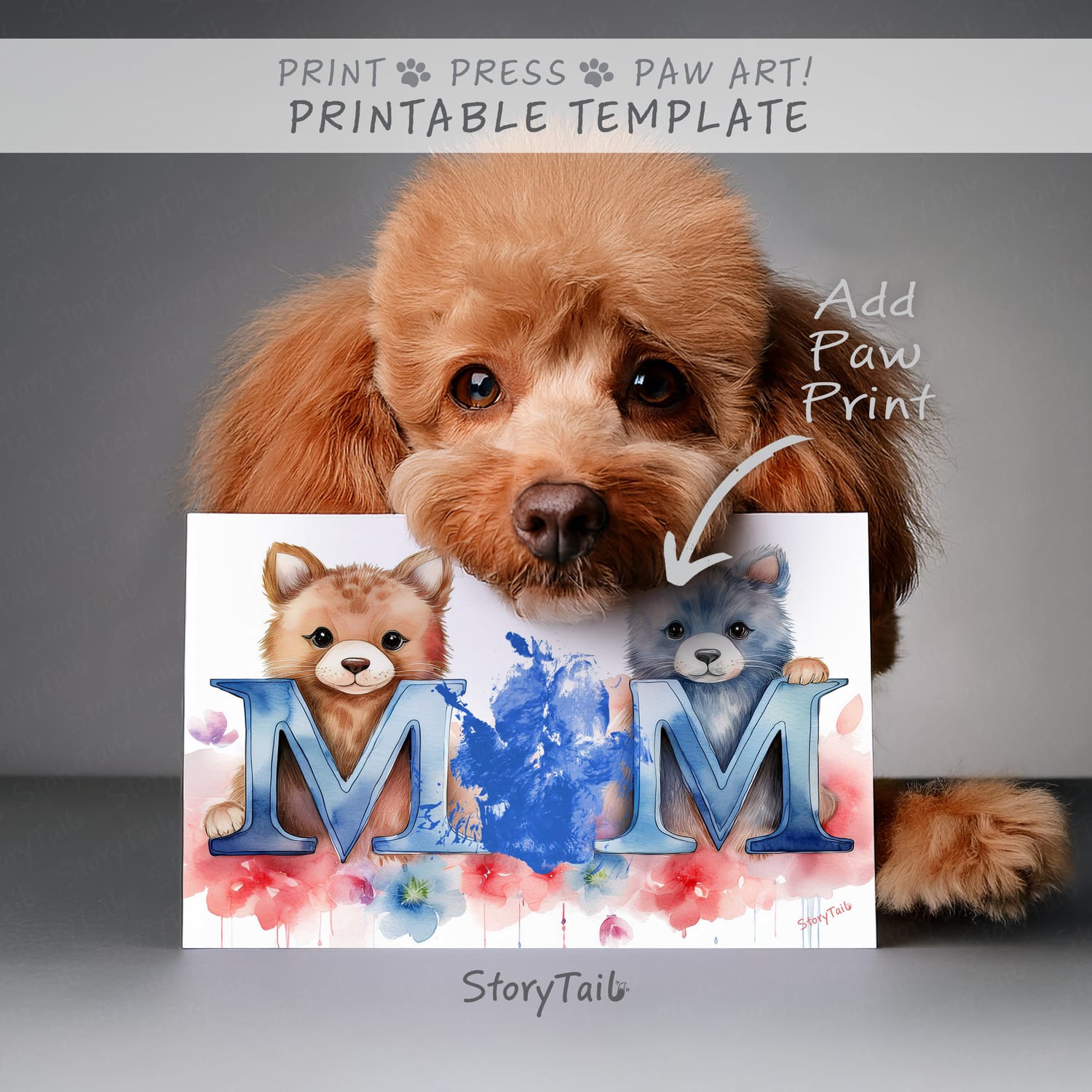 Pawsome Greetings Animals Paw Print Card Template for Pet Mom by StoryTail