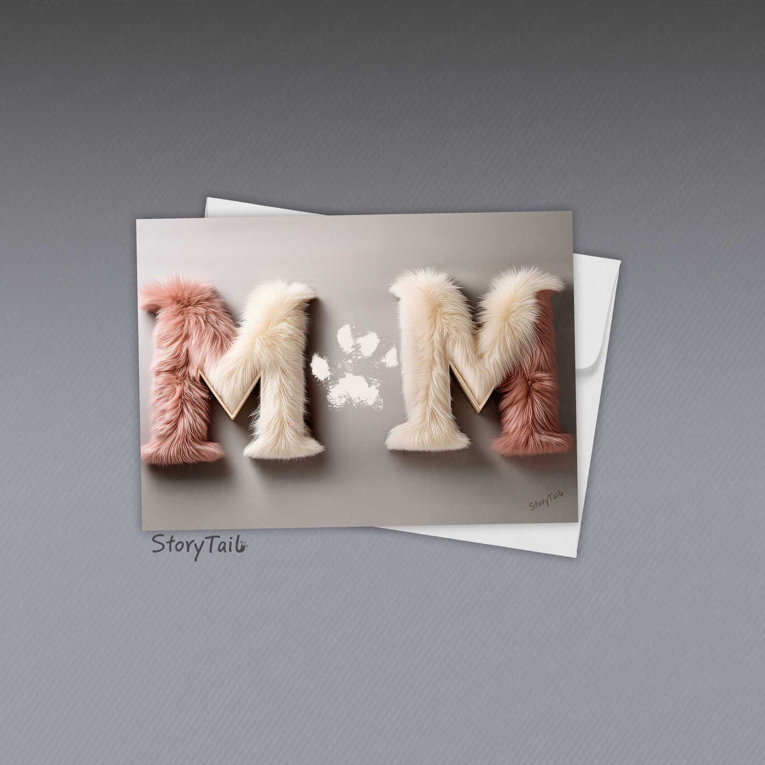 Pawsome Greetings Furry Blush Paw Print Card Template for Pet Mom by StoryTail